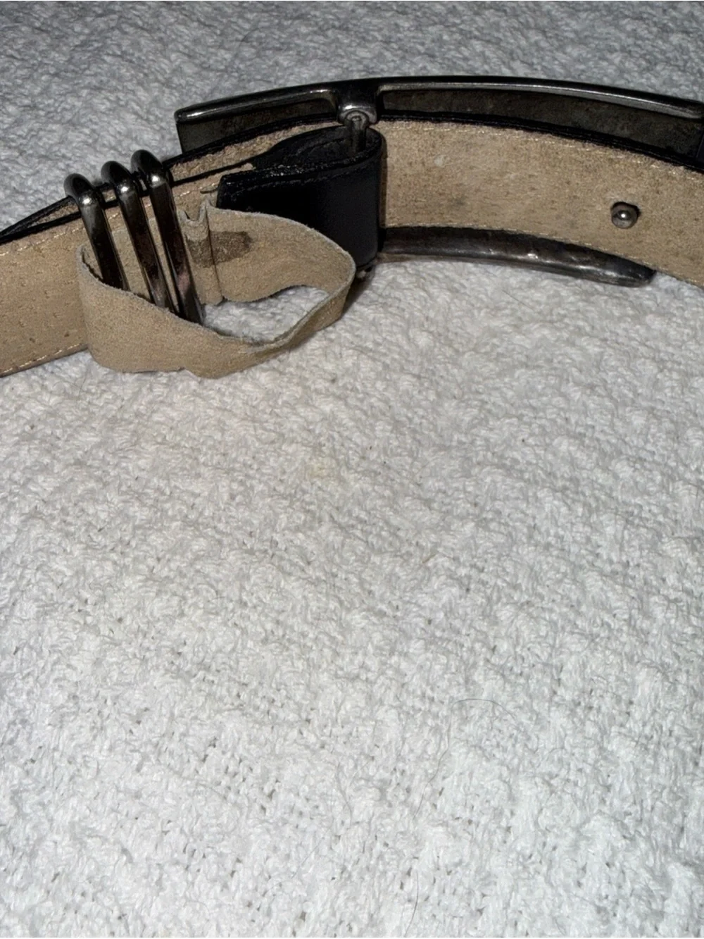 Vintage Western Boho Patricia Green Black Leather Belt w/ Silver Filigree Buckle